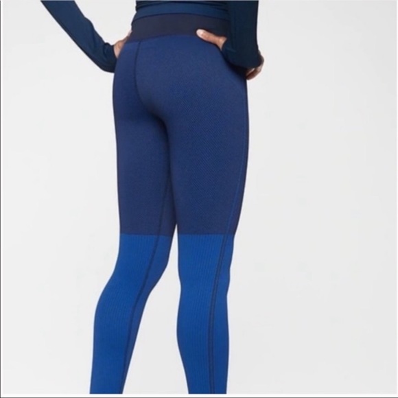 Athleta Blue Flurry Color-block Legging/Base layer tight size Small - Picture 2 of 7